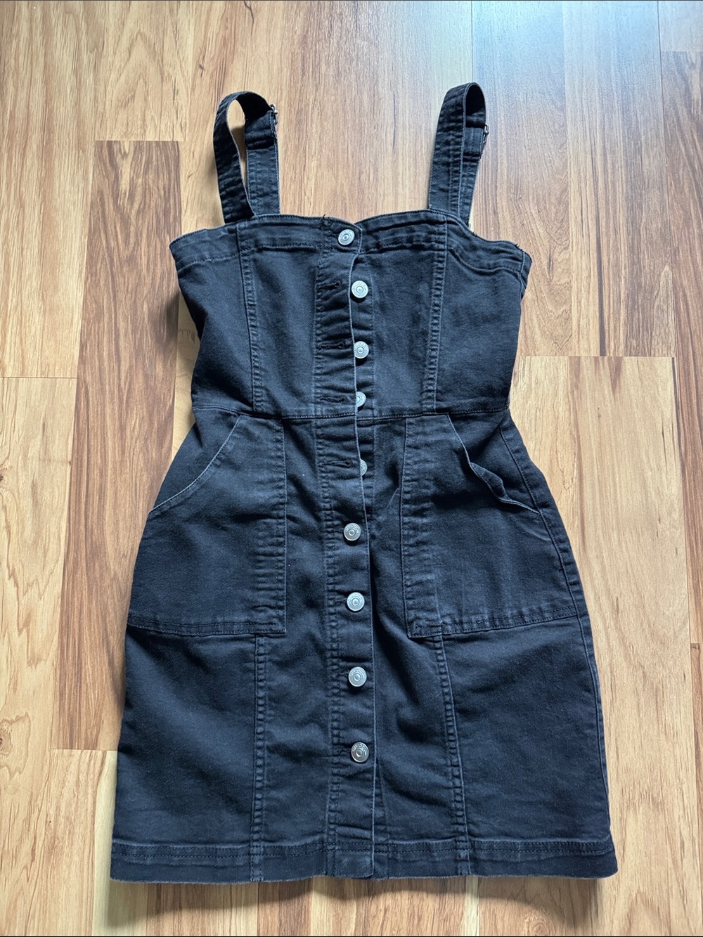 Divided Black Button-Front Mini Dress